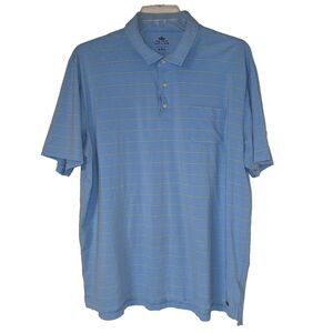 Peter Millar Men's Striped Polo Shirt - Light Blue - Size XXL - "Seaside Wash"